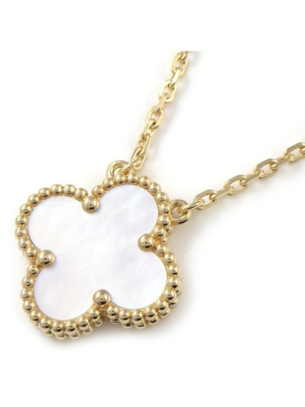 Van Cleef & Arpels Necklace Vintage Alhambra White Shell 18k Yellow Gold